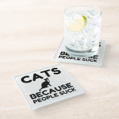 Katten omdat mensen opslokken glazen onderzetter (Schuin)