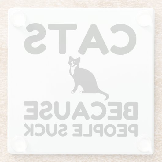 Katten omdat mensen opslokken glazen onderzetter (Achterkant)