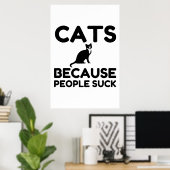 Katten omdat mensen opslokken poster (Thuiskantoor)