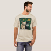 Katten onder de sterrennacht t-shirt (Voorkant volledig)