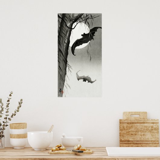 Katten onder de volle maan door Ohara Koson Poster (Keuken)