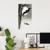 Katten onder de volle maan door Ohara Koson Poster (Thuiskantoor)