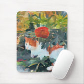 katten onder een bloeiende struik met I.E.G.-verst Muismat (Met muis)