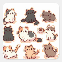 Katten onder katten vierkante sticker