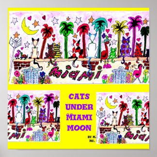 Katten onder Miami Moon Poster