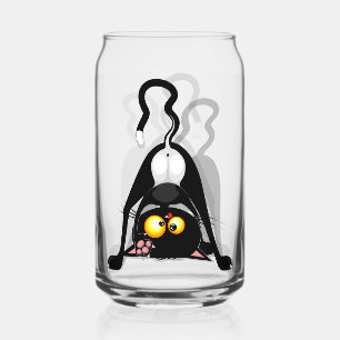 Katten Ondersteboven Grappig Cartoon Personage Blikvorm Glas