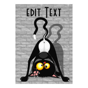 Katten Ondersteboven Grappig Cartoon Personage Foto Afdruk
