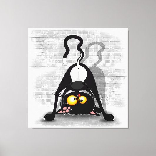 Katten Ondersteboven Grappige Cartoon Karakter Canvas Afdruk (Voorkant)