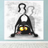 Katten Ondersteboven Grappige Cartoon Karakter Canvas Afdruk (Insitu (Houten vloer))