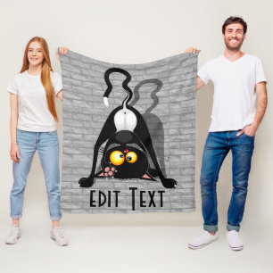 Katten Ondersteboven Grappige Cartoon Karakter Fleece Deken