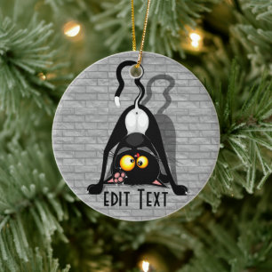 Katten Ondersteboven Grappige Cartoon Karakter Keramisch Ornament