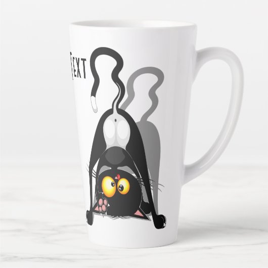 Katten Ondersteboven Grappige Cartoon Karakter Latte Mok (Rechts)