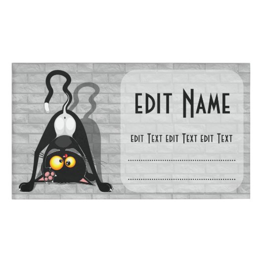 Katten Ondersteboven Grappige Cartoon Karakter Naambadge (Voorkant)
