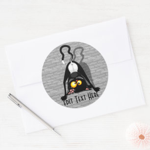 Katten Ondersteboven Grappige Cartoon Karakter Ronde Sticker