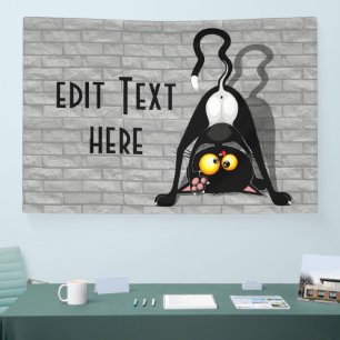 Katten Ondersteboven Grappige Cartoon Karakter Spandoek