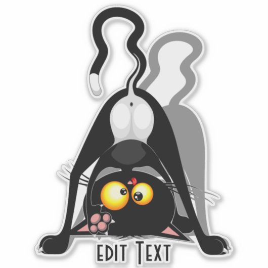Katten Ondersteboven Grappige Cartoon Karakter Sticker (Voorkant)