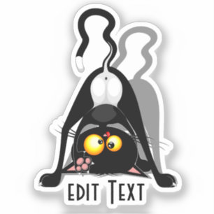 Katten Ondersteboven Grappige Cartoon Karakter Sticker
