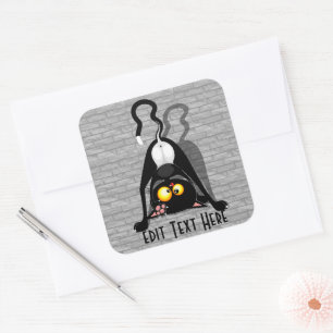 Katten Ondersteboven Grappige Cartoon Karakter Vierkante Sticker