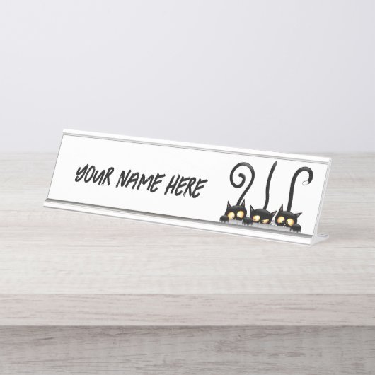 Katten Ondeugende, Speelse en Grappige Karakters Bureau Naambordje (Voorkant)