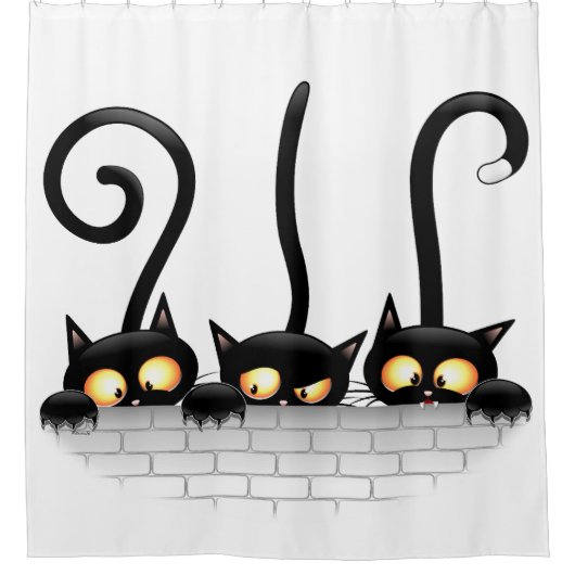 Katten Ondeugende, Speelse en Grappige Karakters Douchegordijn (Voorkant)