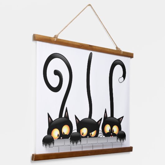 Katten Ondeugende, Speelse en Grappige Karakters Hangend Wandkleed (Gebogen)