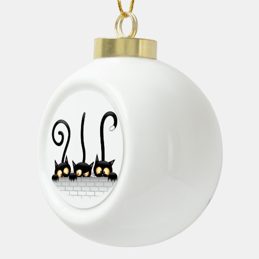 Katten Ondeugende, Speelse en Grappige Karakters Keramische Bal Ornament (Rechts)