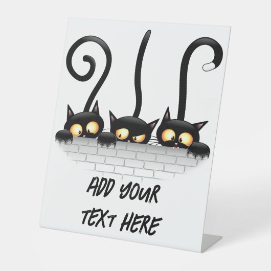 Katten Ondeugende, Speelse en Grappige Karakters Reclamebord Met Voetstuk (Voorkant)