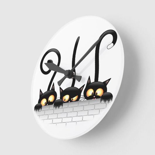 Katten Ondeugende, Speelse en Grappige Karakters Ronde Klok (Hoek)