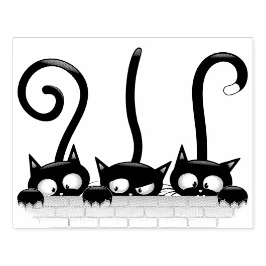 Katten Ondeugende, Speelse en Grappige Karakters Rubberstempel (Afrduk)