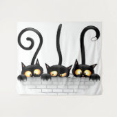 Katten Ondeugende, Speelse en Grappige Karakters Wandkleed (Voorkant (horizontaal))