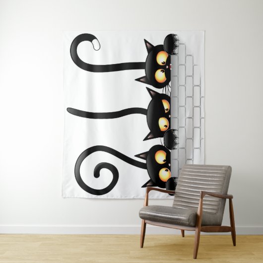 Katten Ondeugende, Speelse en Grappige Karakters Wandkleed (In situ)