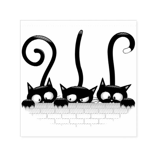 Katten Ondeugende, Speelse en Grappige Karakters Zelfinktende Stempel (Design)
