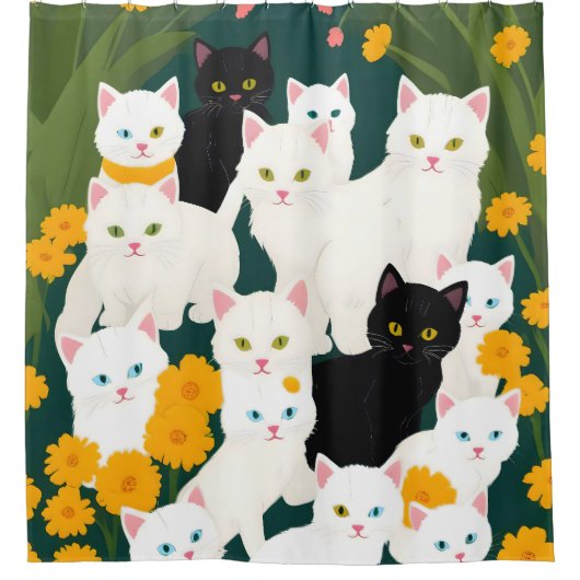 Katten ontmoeten de groep douchegordijn (Voorkant)
