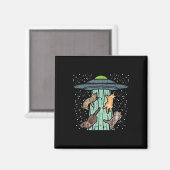 Katten ontvoerd door UFO Funny Alien Space Lover M Magneet (Voorkant / Achterkant)