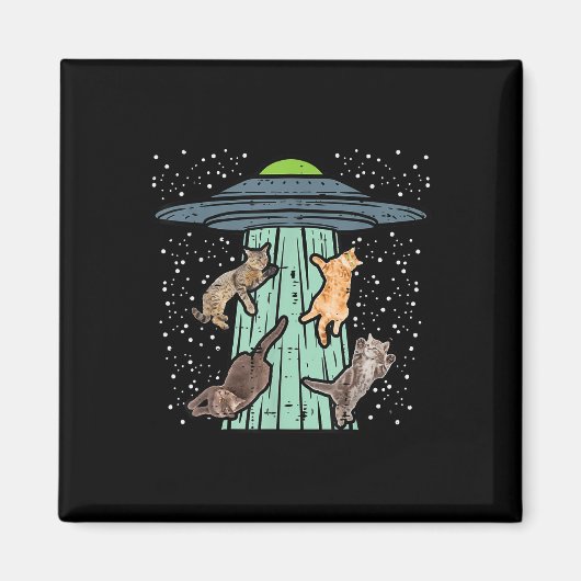 Katten ontvoerd door UFO Funny Alien Space Lover M Magneet (Voorkant)