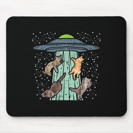 Katten ontvoerd door UFO Funny Alien Space Lover M Muismat (Voorkant)