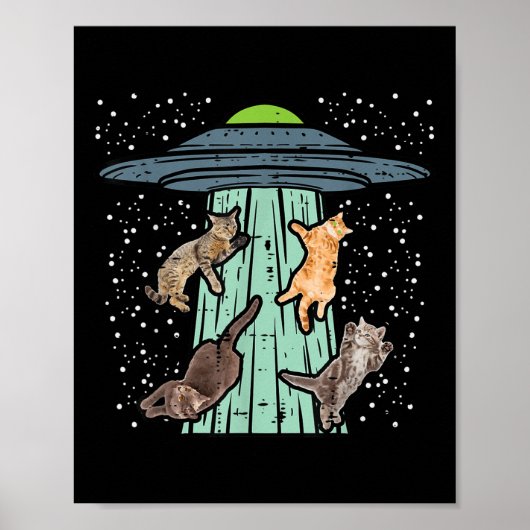 Katten ontvoerd door UFO Funny Alien Space Lover M Poster (Voorkant)