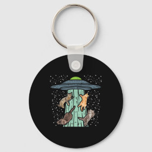 Katten ontvoerd door UFO Funny Alien Space Lover M Sleutelhanger