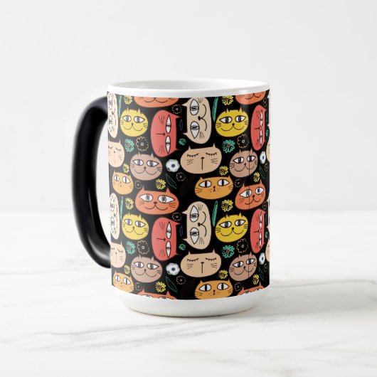 Katten ontwerp magische mok (Voorkant links)