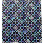 Katten-oog 70's geïnspireerde geometrische flora douchegordijn (Voorkant)