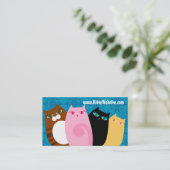  Katten op blauw Visitekaartje (Staand voorkant)