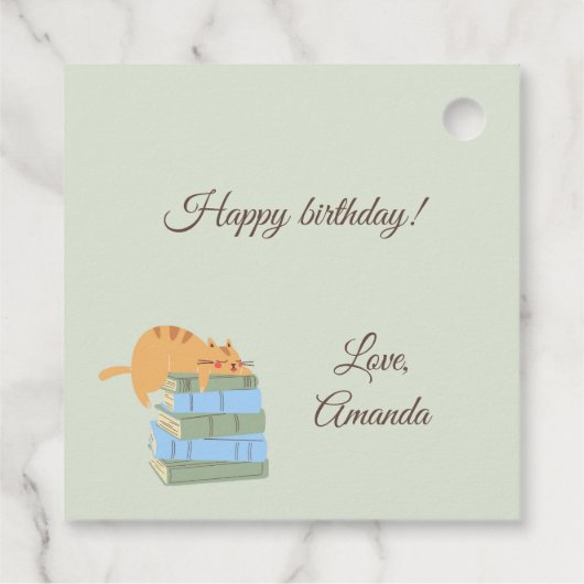 Katten op boeken bedankjes labels (Achterkant)