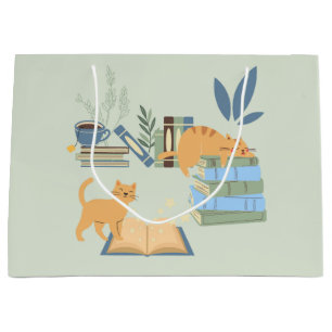 Katten op boeken groot cadeauzakje