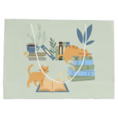 Katten op boeken groot cadeauzakje (Achterkant)