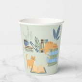 Katten op boeken papieren bekers (Achterkant)