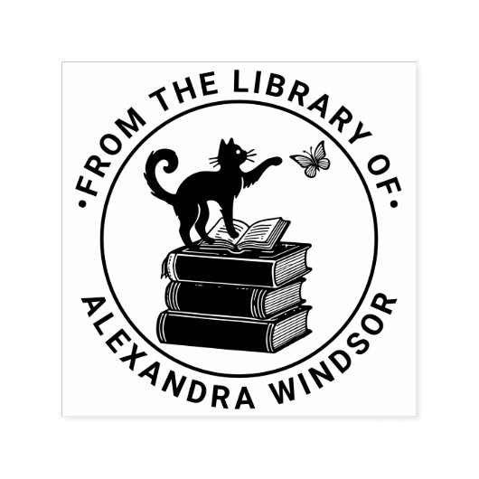 Katten op boeken slaan vlinder Bibliotheek Boek Na Zelfinktende Stempel (Design)
