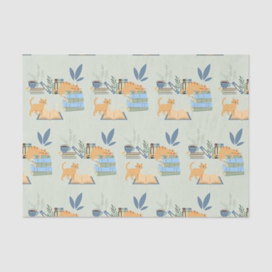 Katten op boeken tissuepapier (Voorkant)