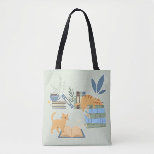 Katten op boeken tote bag (Voorkant)