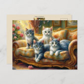 Katten op de bank - leuke scène in  look briefkaart (Voorkant / Achterkant)