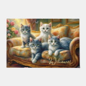 Katten op de bank - leuke scène in look deurmat (Voorkant)